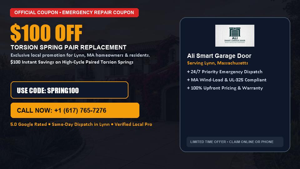Ali Smart Garage Door $100 OFF Dual Torsion Spring Replacement in Lynn, MA