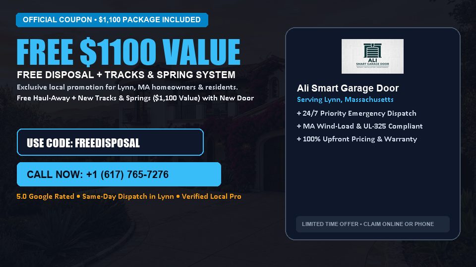 Ali Smart Garage Door FREE Haul-Away & Heavy-Duty Tracks with New Door in Lynn, MA