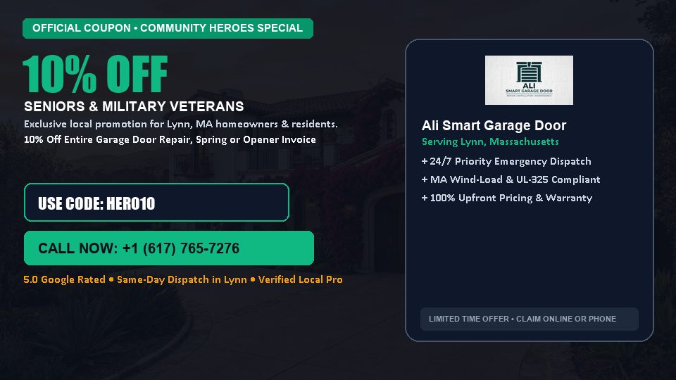 Ali Smart Garage Door 10% OFF Seniors & Military Veterans in Lynn, MA